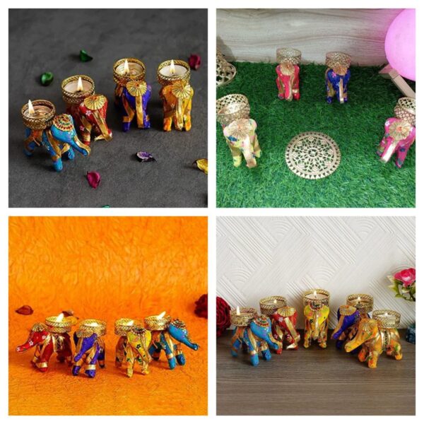 T-Light Holder  Elephant Style - 5 Pc's Set